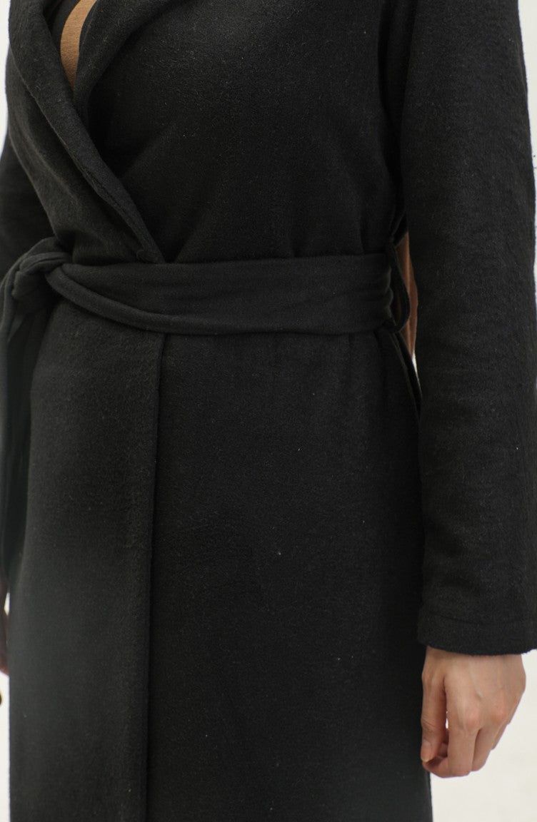 Manteau Cachemire Boutonné 71208-01 Noir 71208-01