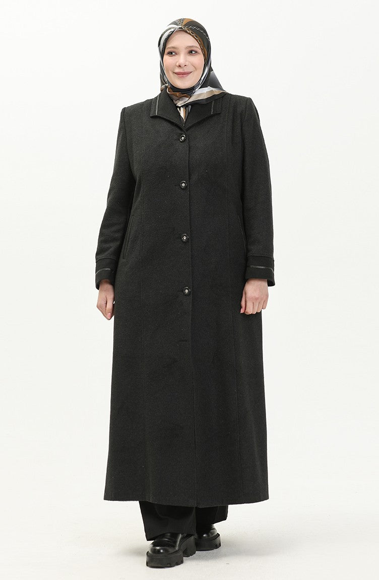Manteau Cachet Boutonné Grande Taille 0329-03 Fumé 0329-03