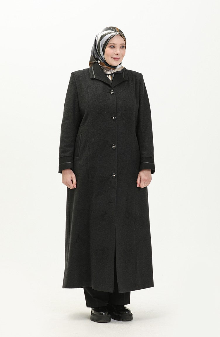 Manteau Cachet Boutonné Grande Taille 0329-03 Fumé 0329-03