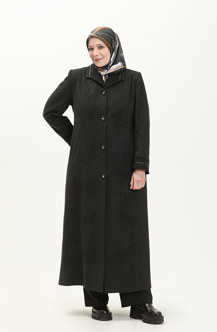 Manteau Cachet Boutonné Grande Taille 0329-03 Fumé 0329-03