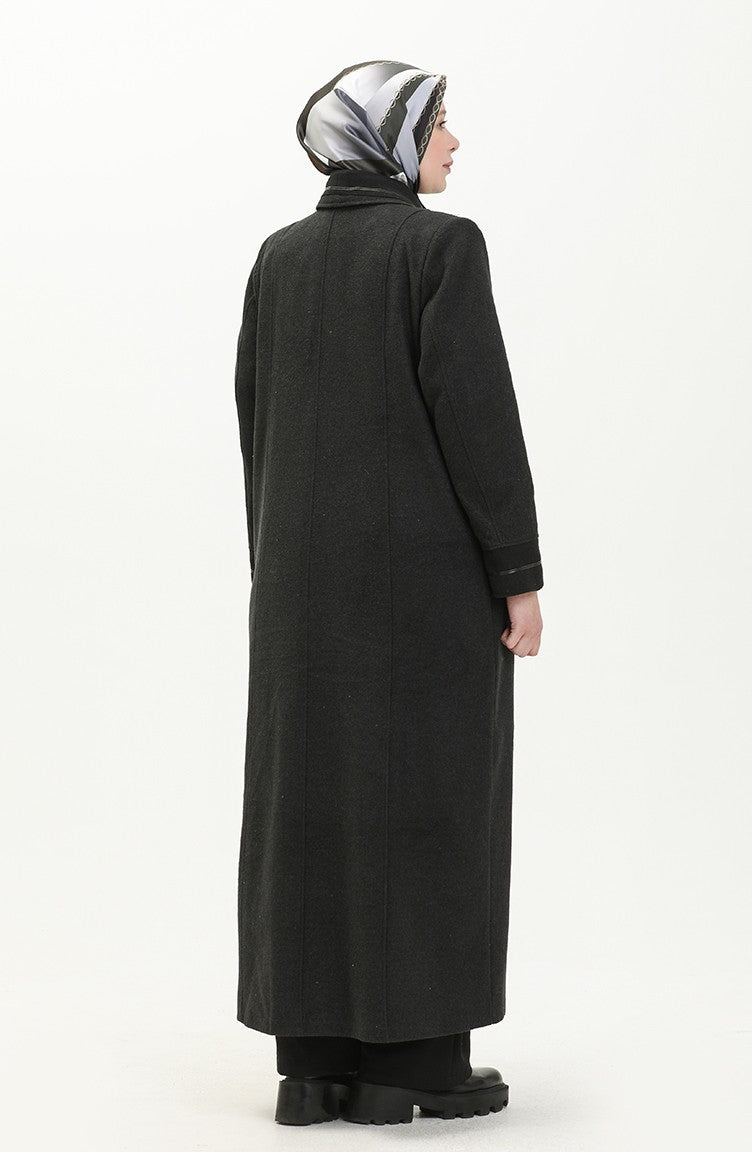 Manteau Cachet Boutonné Grande Taille 0329-03 Fumé 0329-03