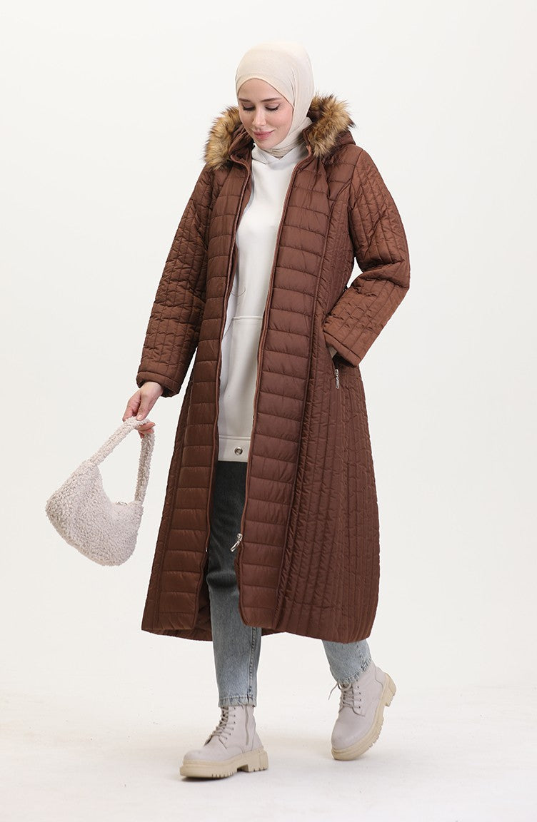 Manteau Matelassé A Capuche 0813-06 Tan 0813-06