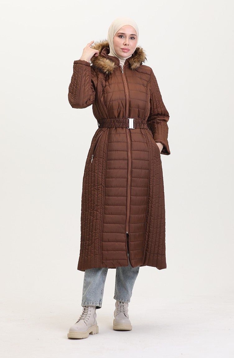 Manteau Matelassé A Capuche 0813-06 Tan 0813-06