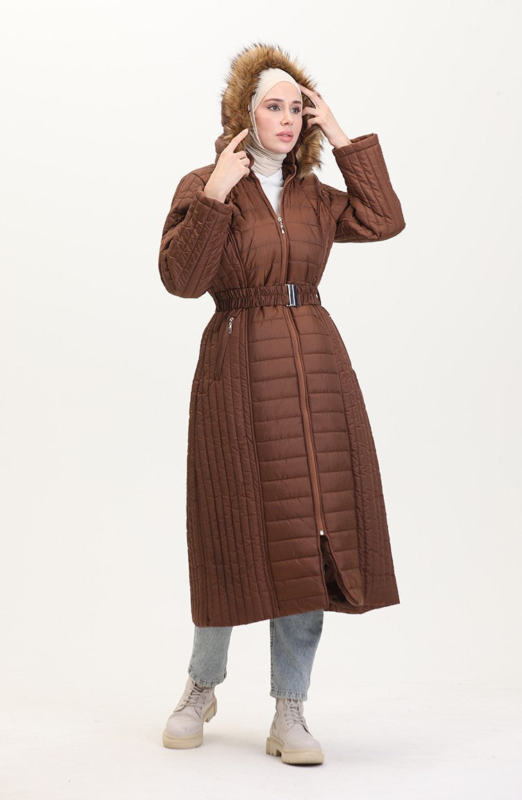 Manteau Matelassé A Capuche 0813-06 Tan 0813-06