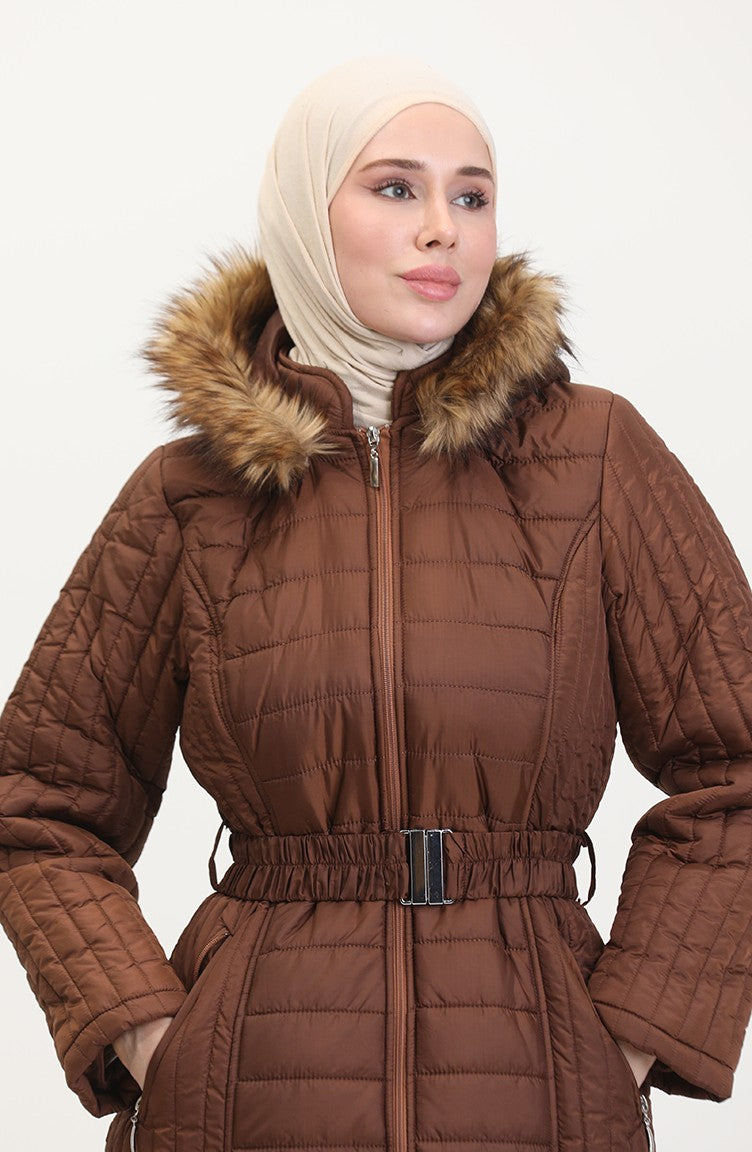 Manteau Matelassé A Capuche 0813-06 Tan 0813-06