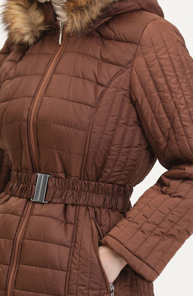 Manteau Matelassé A Capuche 0813-06 Tan 0813-06