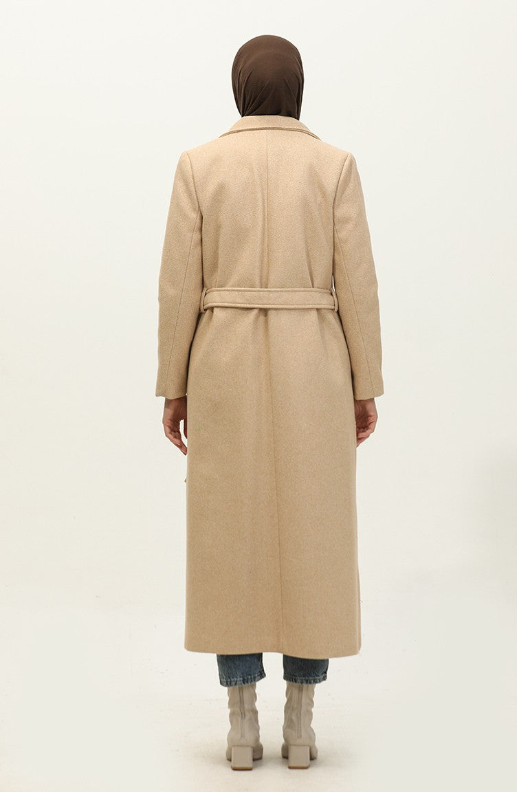 Manteau Long Doublé En Cajou Beige K323 514
