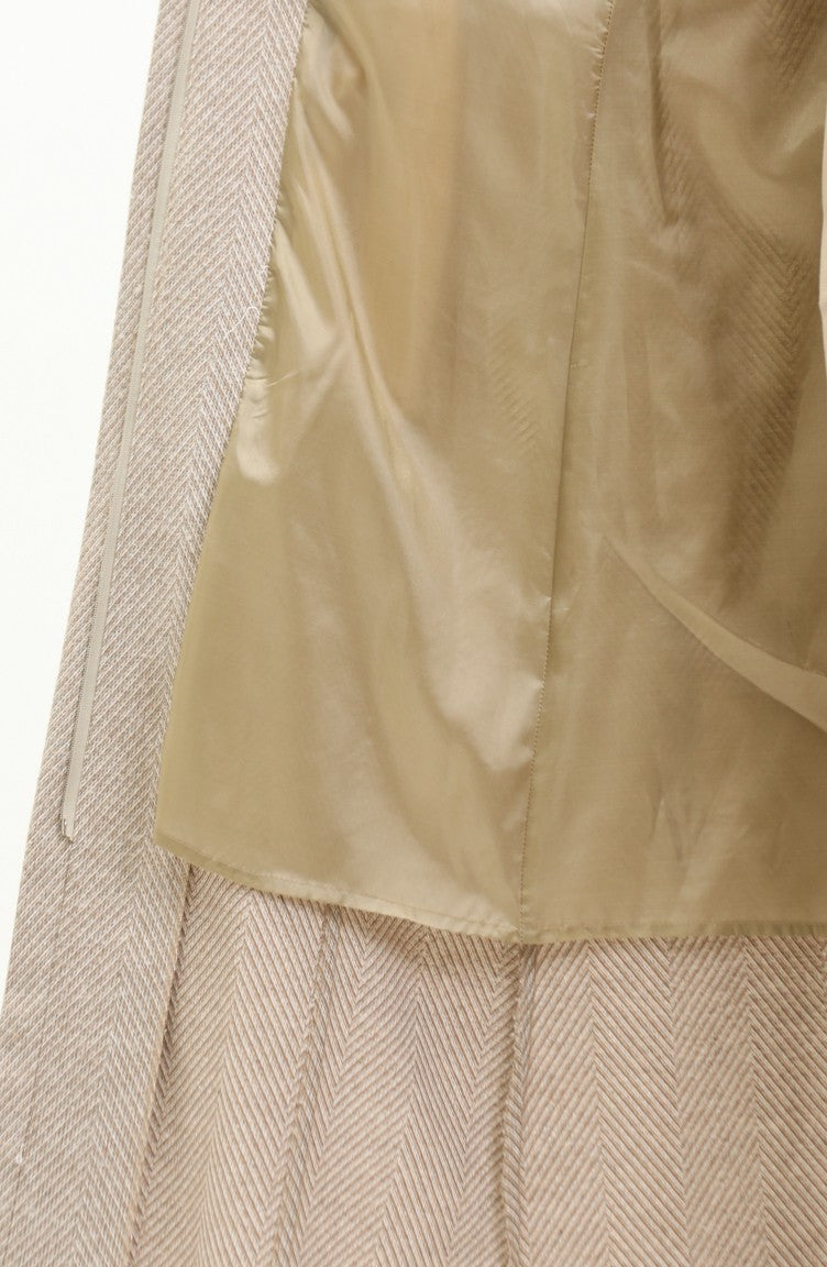 Vivezza Manteau Doublé à Chevrons Estampés Abaya 6991-05 Beige 6991-05