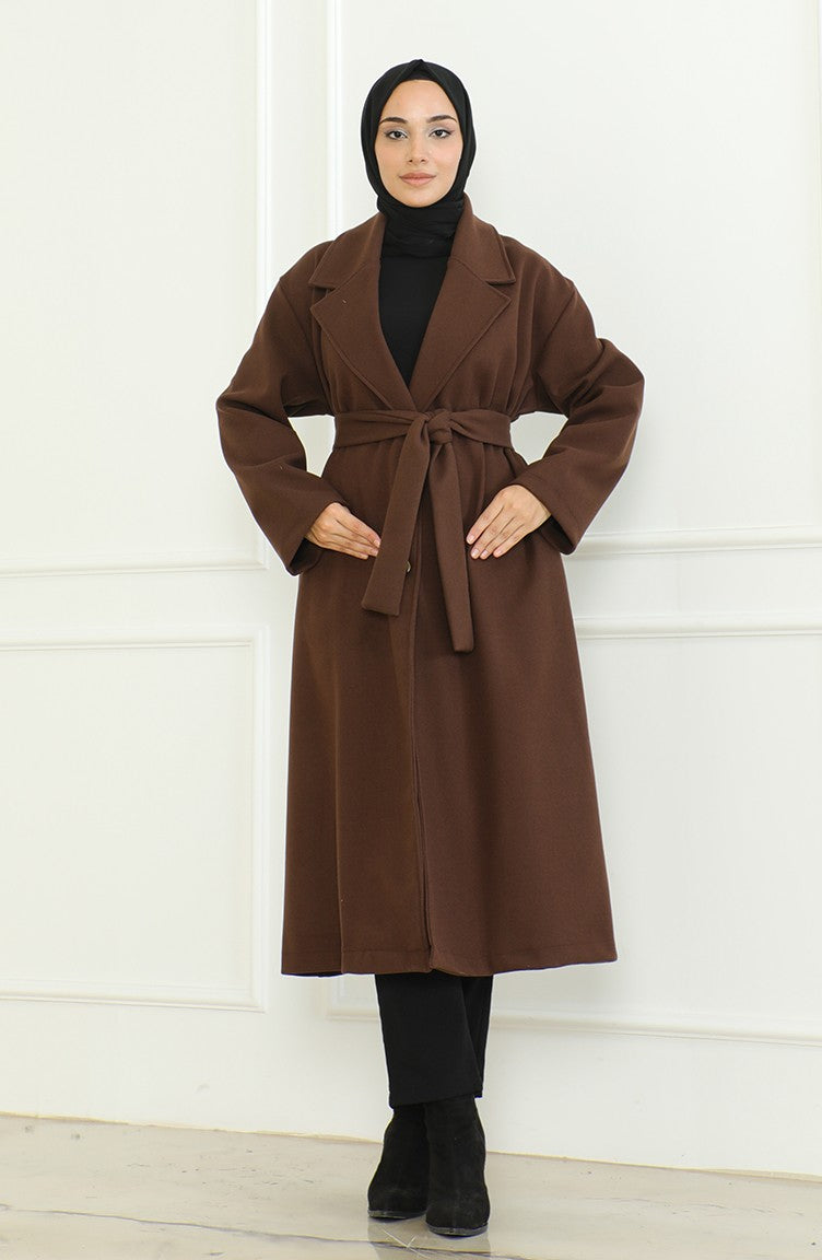 Cape A Boutonnage Double Grande Taille 712510-01 Marron 712510-01