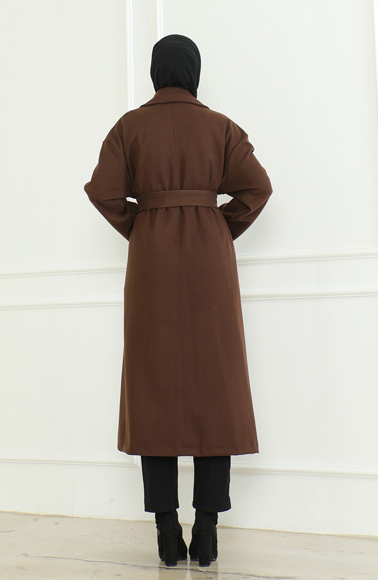 Cape A Boutonnage Double Grande Taille 712510-01 Marron 712510-01
