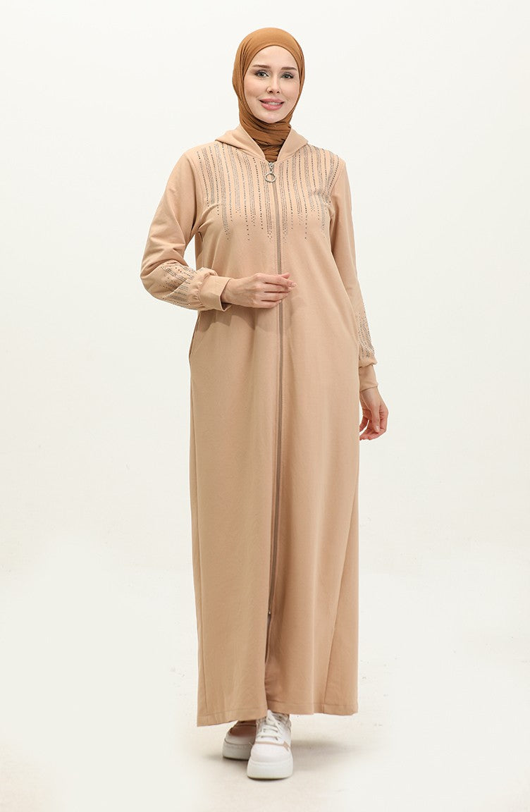 Abaya De Sport Imprimé Pierre à Deux Fils 24K9092-01 Café Au Lait 24K9092-01