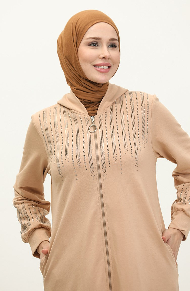 Abaya De Sport Imprimé Pierre à Deux Fils 24K9092-01 Café Au Lait 24K9092-01