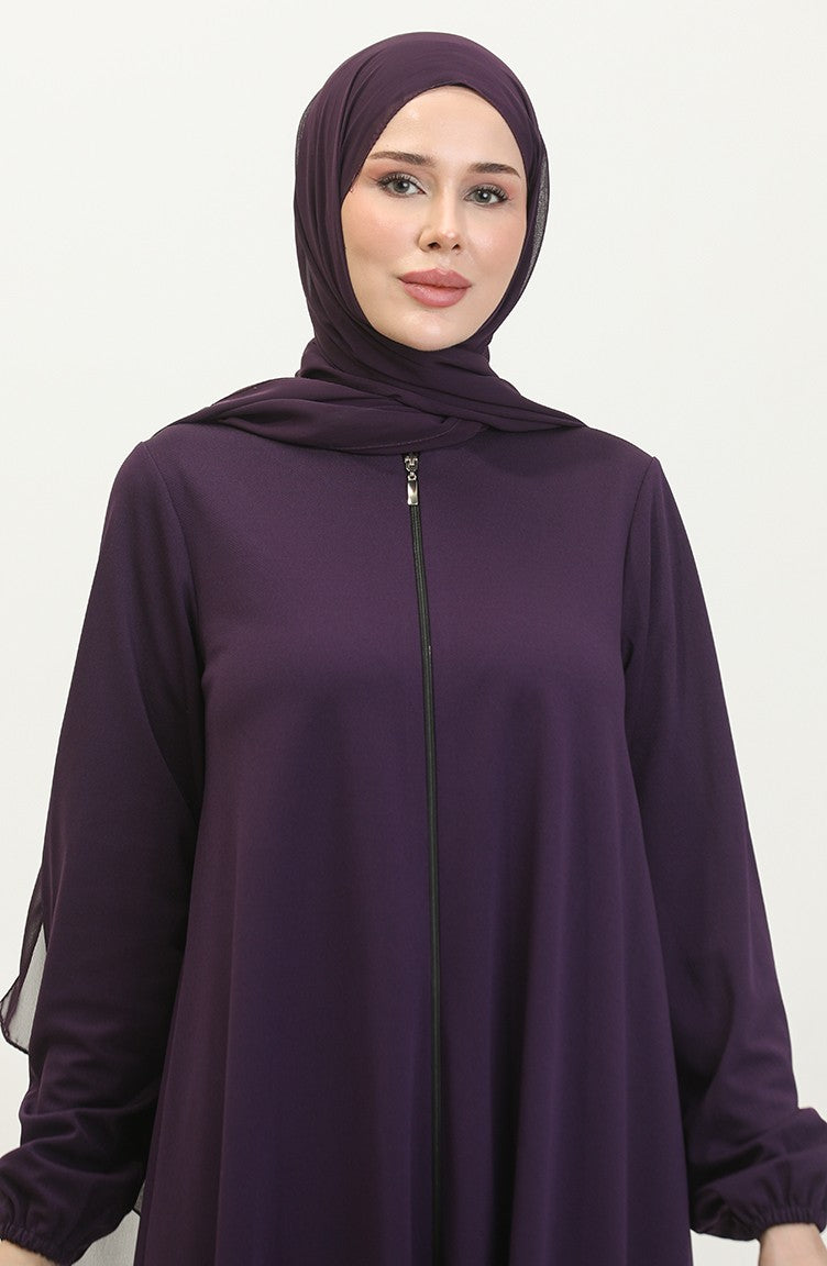 Abaya Mevlana Double A Fermeture 2029-04 Pourpre 2029-04