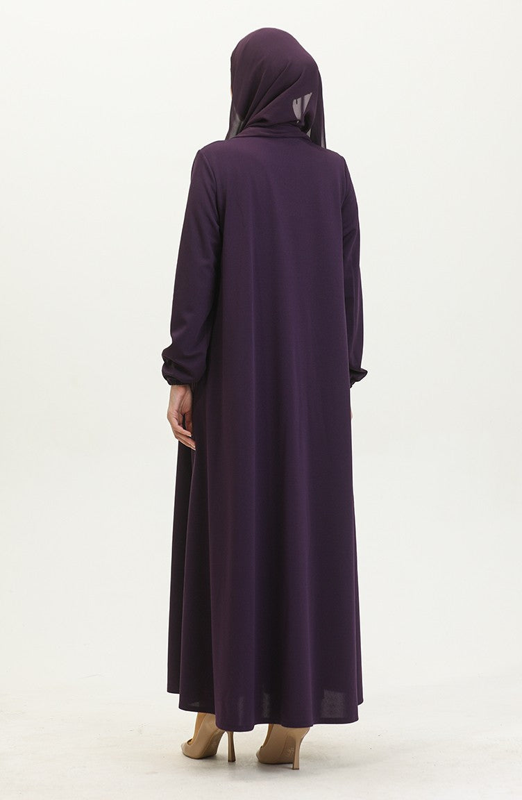 Abaya Mevlana Double A Fermeture 2029-04 Pourpre 2029-04
