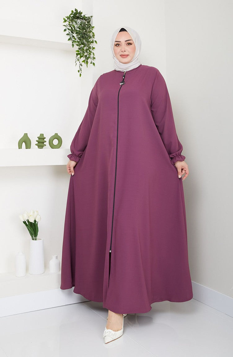 Abaya A Fermeture Medina Soie Grande Taille 0715-03 Prune 0715-03