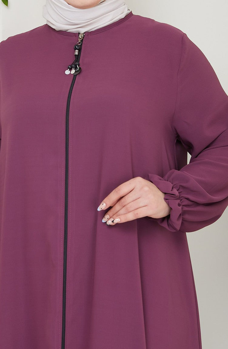 Abaya A Fermeture Medina Soie Grande Taille 0715-03 Prune 0715-03