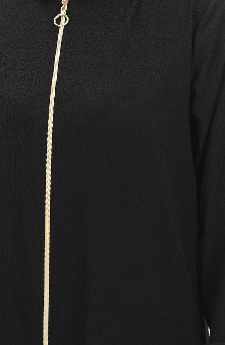 Bürümcük Abaya à Capuche En Tissu 1029-01 Noir 1029-01