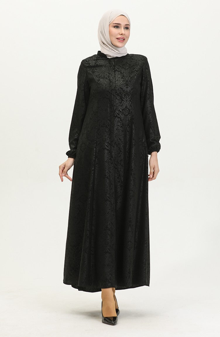 Abaya Adel Mevlana à Motifs 3018B-01 Noir 3018B-01