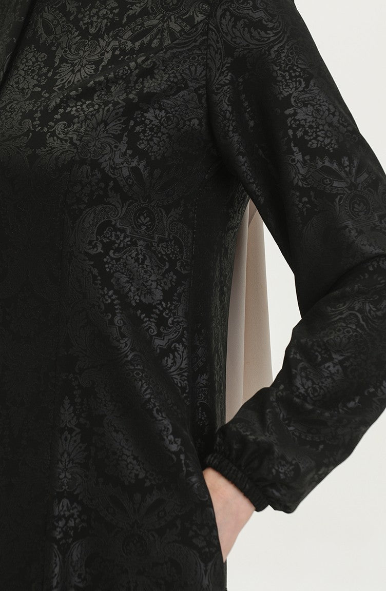 Abaya Adel Mevlana à Motifs 3018B-01 Noir 3018B-01