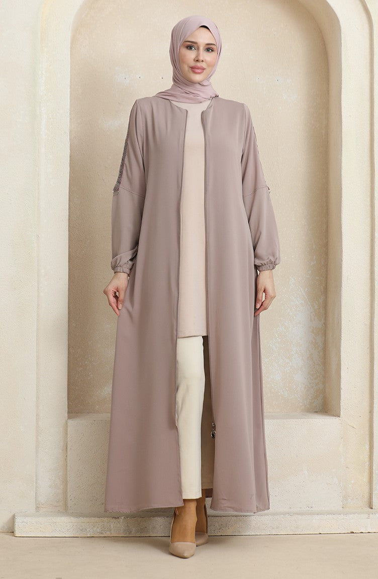 Abaya Motif Pierre Latéral 0464-08 Vison 0464-08