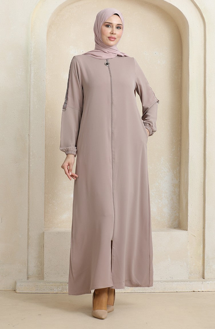 Abaya Motif Pierre Latéral 0464-08 Vison 0464-08