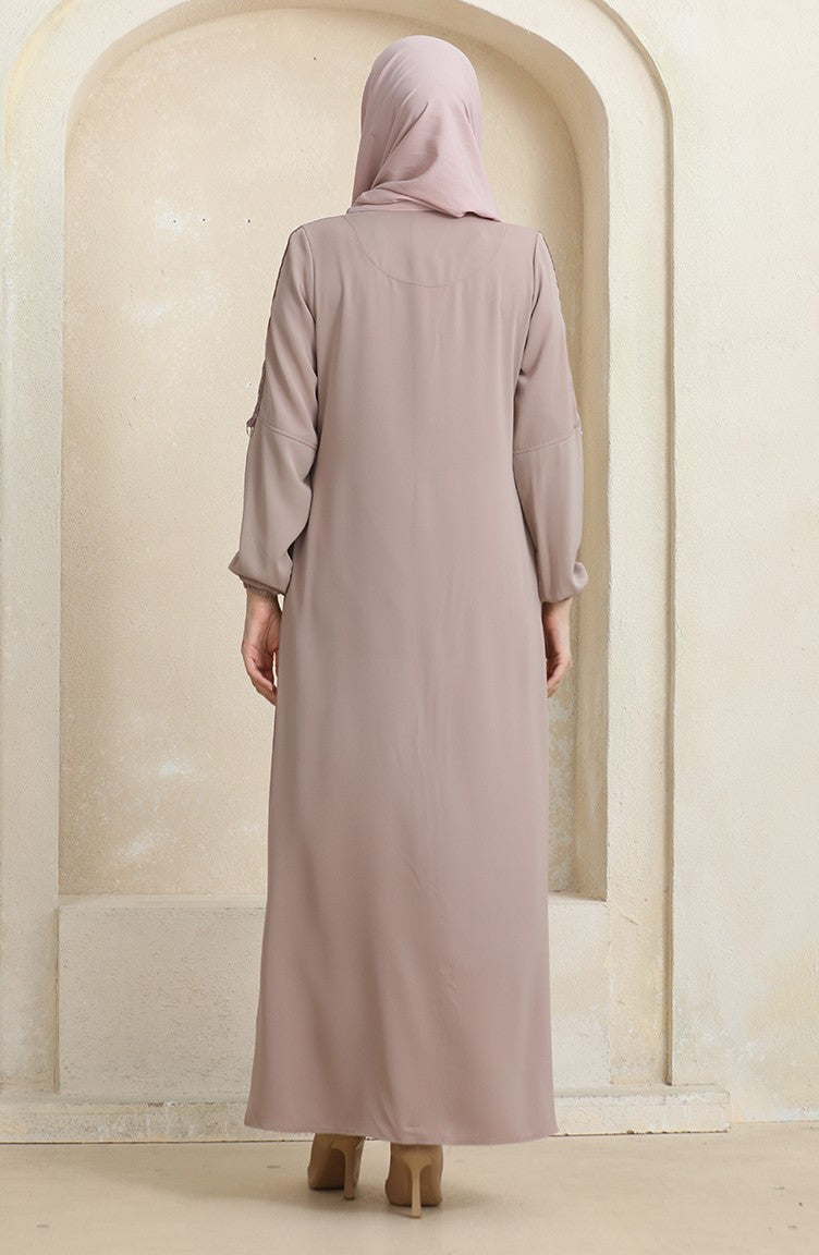 Abaya Motif Pierre Latéral 0464-08 Vison 0464-08