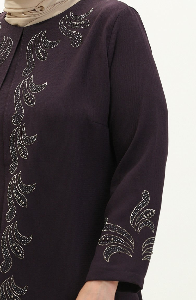 Robe Imprimée Pierre Grande Taille 6127-05 Pourpre 6127-05