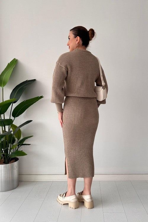 Tailleur jupe Selanik en vison