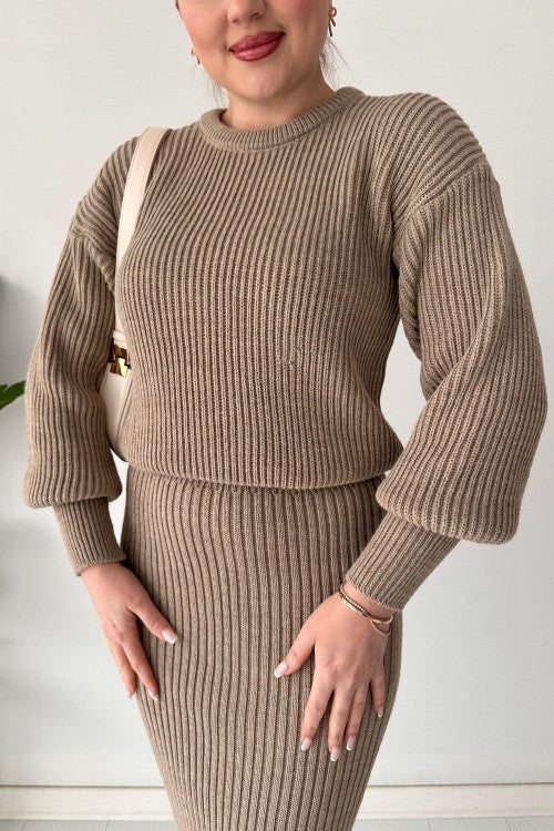 Tailleur jupe Selanik en vison