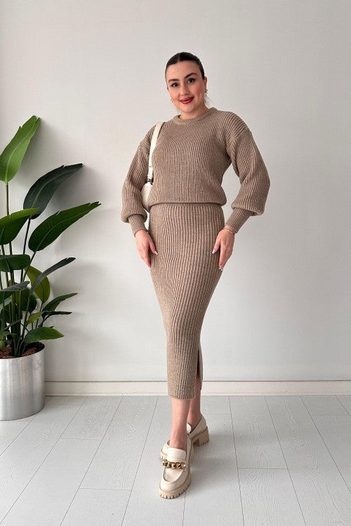 Tailleur jupe Selanik en vison