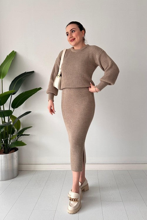 Tailleur jupe Selanik en vison