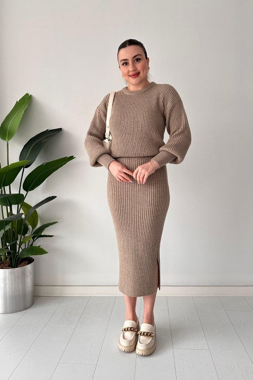 Tailleur jupe Selanik en vison