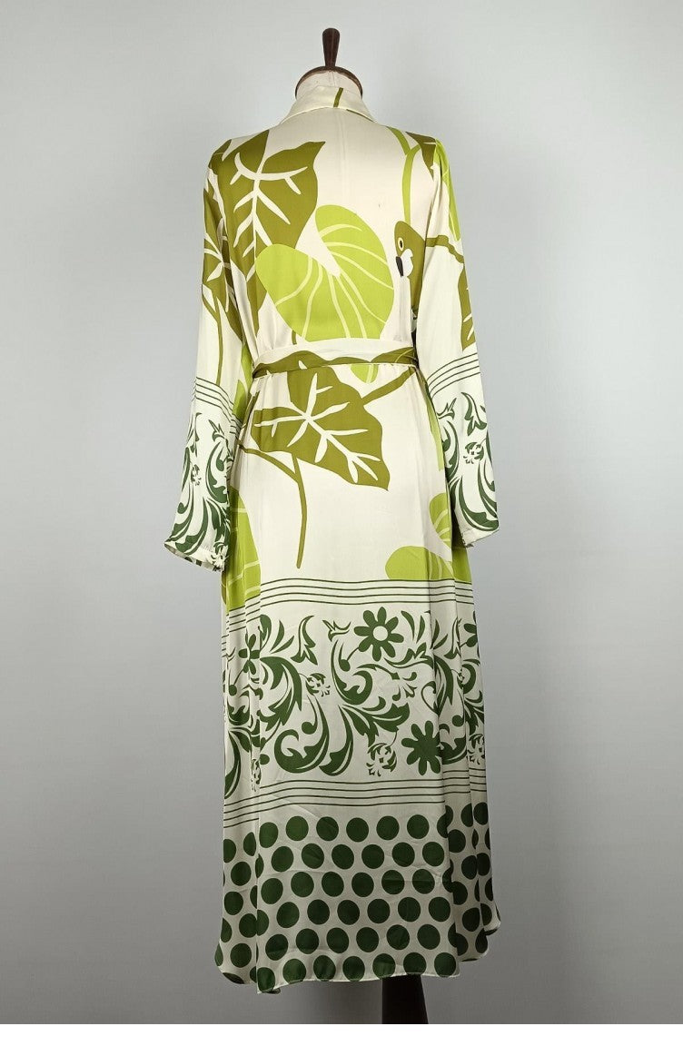 Robe Satin Boutonnée Vert K327 876