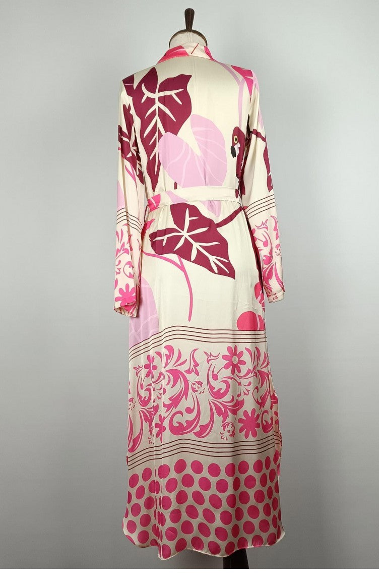 Robe Satin Boutonnée Fuchsia K327 877