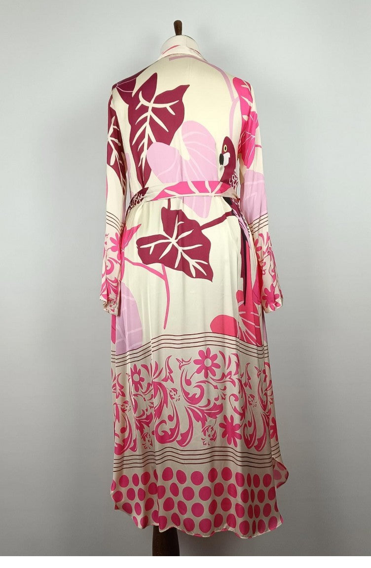 Robe Satin Boutonnée Fuchsia K327 877