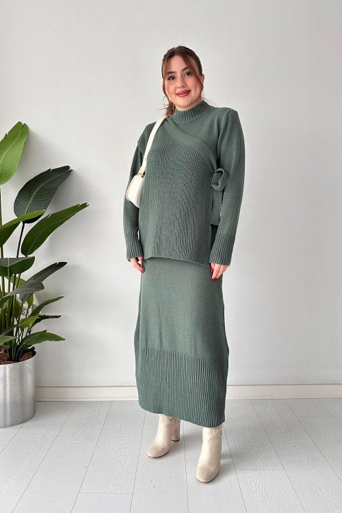 Robe en tricot à pièces supérieures menthe
