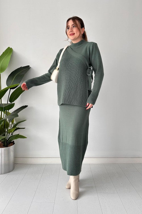 Robe en tricot à pièces supérieures menthe