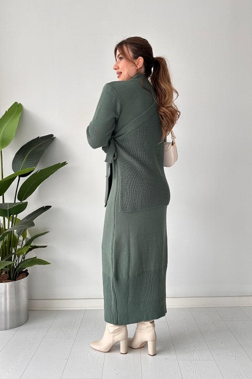 Robe en tricot à pièces supérieures menthe