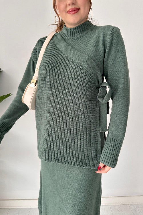 Robe en tricot à pièces supérieures menthe