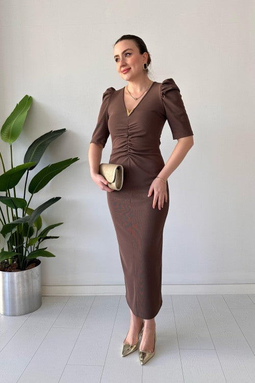 Robe ottomane à boucle en V en vison