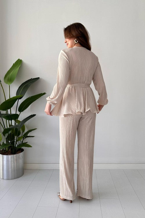 Ensemble matelassé froissé écru