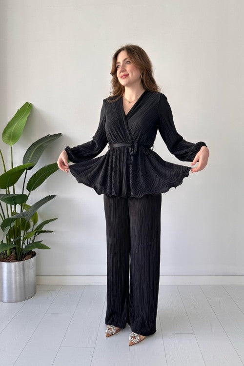 Combinaison matelassée froissée noire