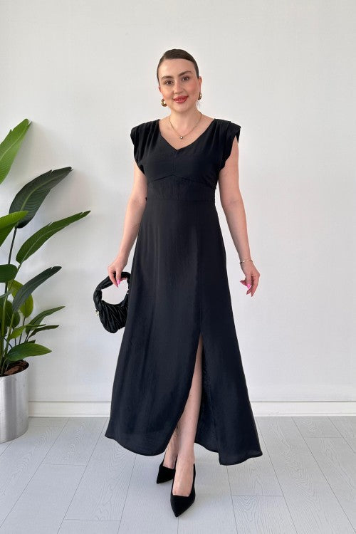 Robe matelassée en Tencel noire