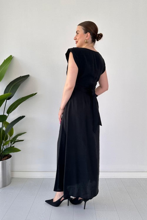 Robe matelassée en Tencel noire