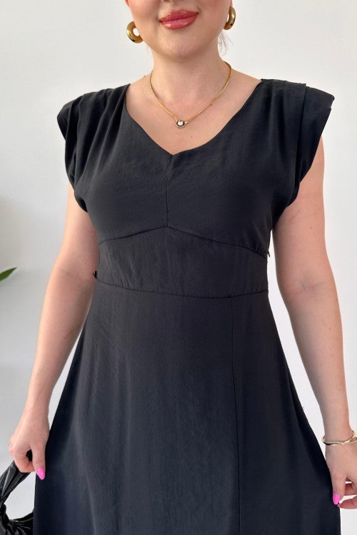Robe matelassée en Tencel noire